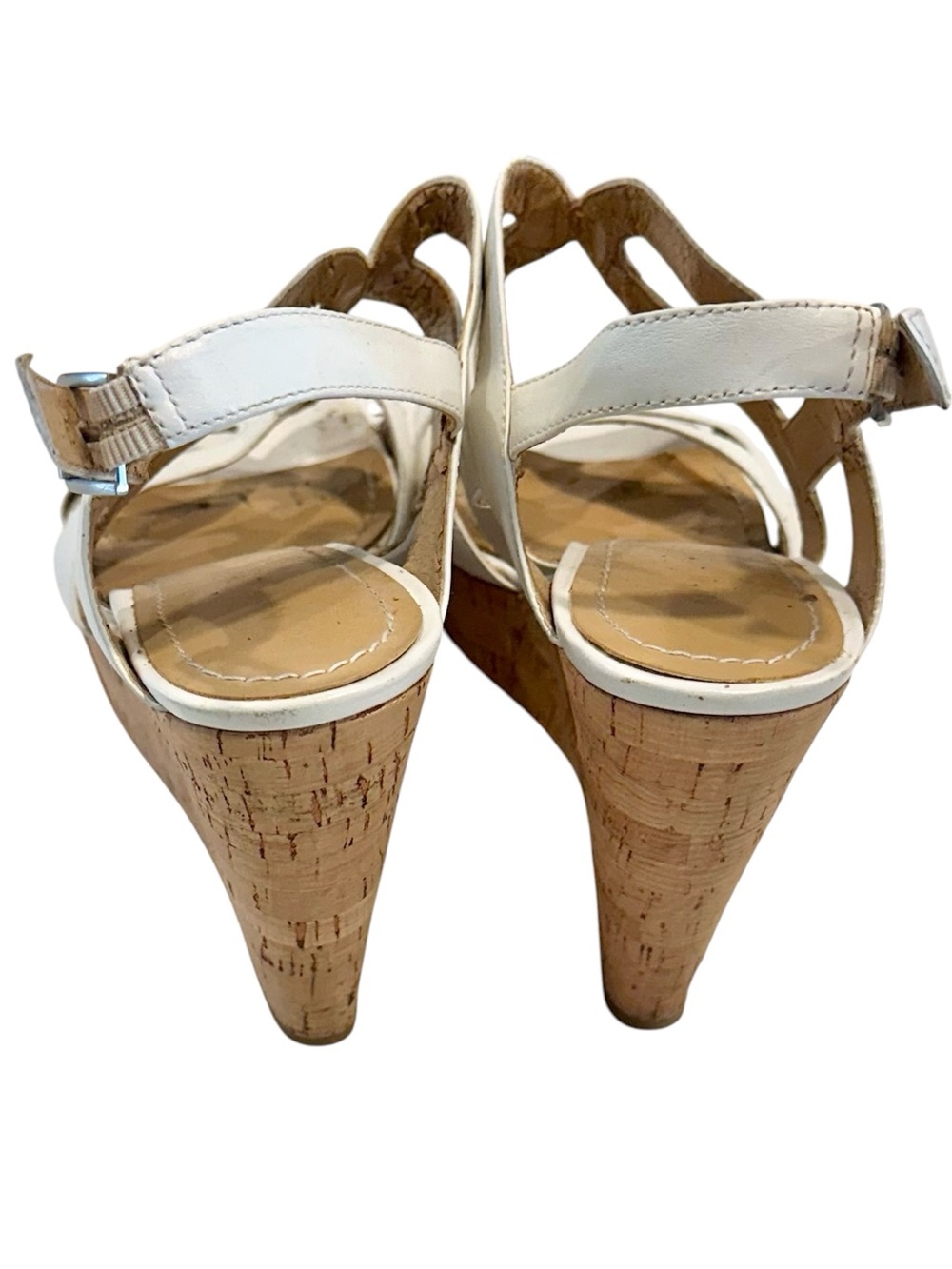 Nine West Ivory Strappy Cork Wedge Sandals - Size: 8 - Picture 6 of 11